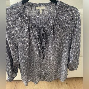 Joie Navy Floral Print Blouse
